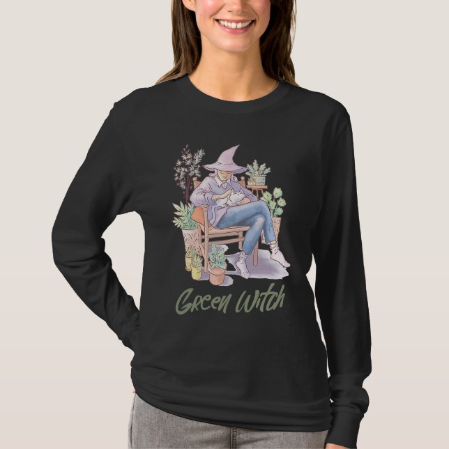 Camiseta Green Witch Herbs Wiccan Pagan Healing Plants Natu (Frente)