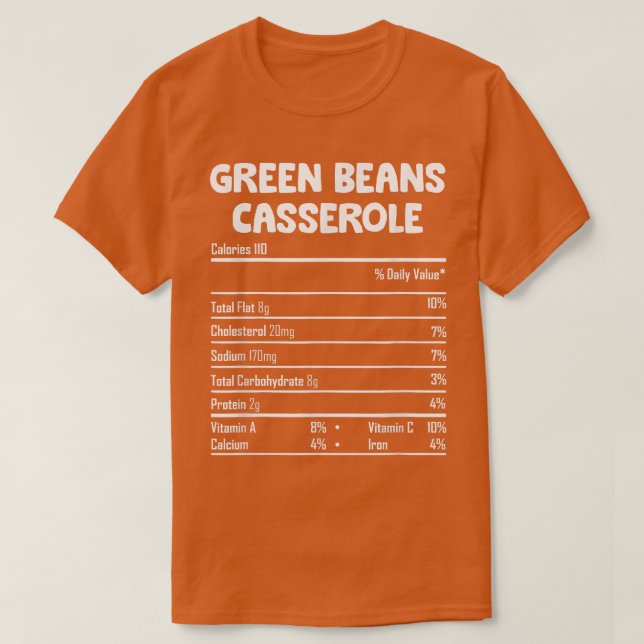 Camiseta Greenbeans Casserole Nutrição Fala Engraçado Graça (Frente do Design)