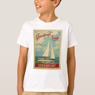 Camiseta Greenport Sailboat Viagens vintage Nova Iorque