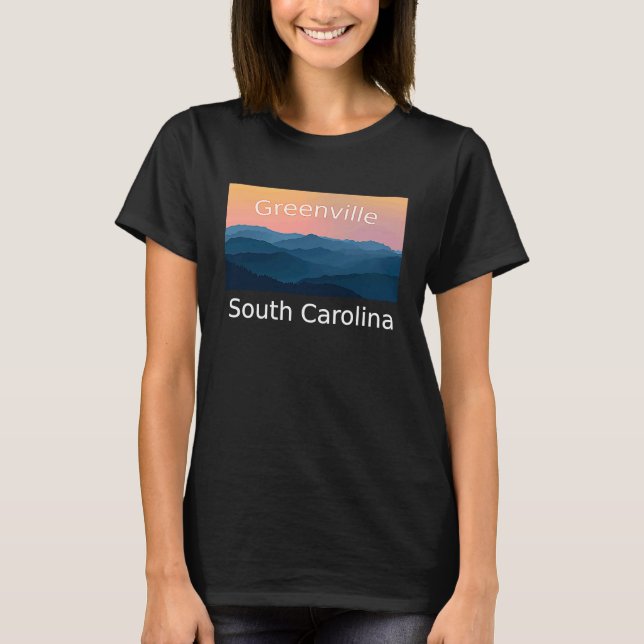 Camiseta Greenville South Carolina Mountain sunset hometown (Frente)