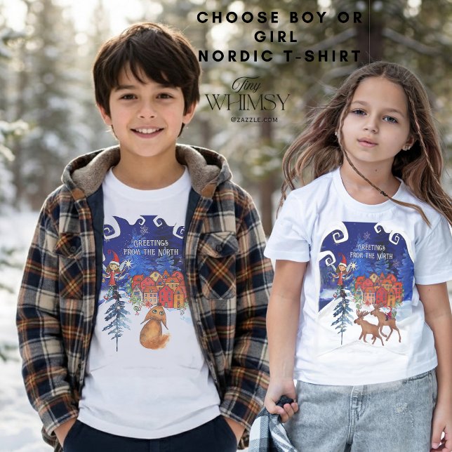 Camiseta Greeting from the North I Village Fox Kids (Greeting from the North I Village Fox Kids T-Shirt)