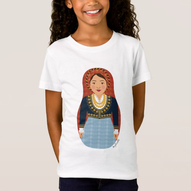 Camiseta Grego de Matryoshka para raparigas (Frente)