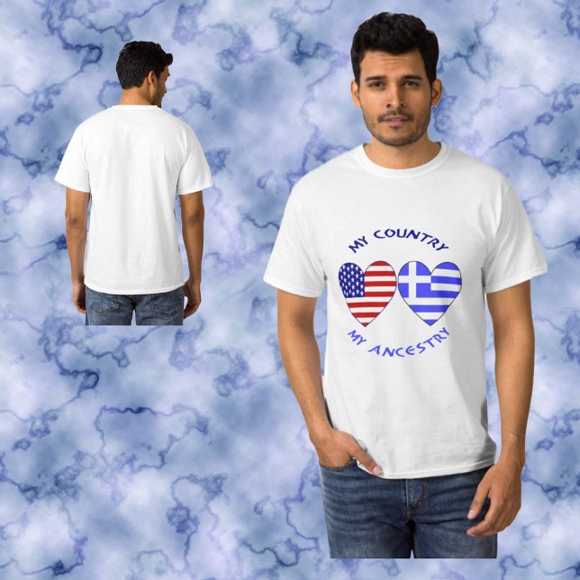 Camiseta Grego EUA Bandeira Corta Meu País Homens de Ancest (Criador carregado)