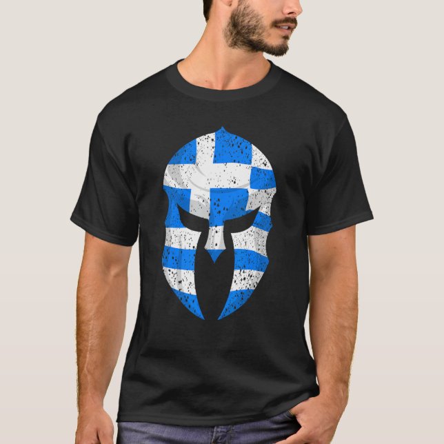 Camiseta Grego Funny Helmet Bandeira Spartan Presente Para  (Frente)