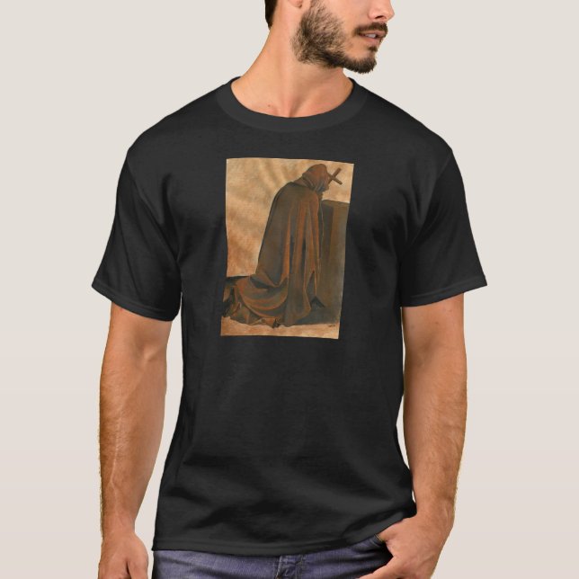 Camiseta Gregoriano Monk Em Oração Vestindo Cassete Arrebat (Frente)