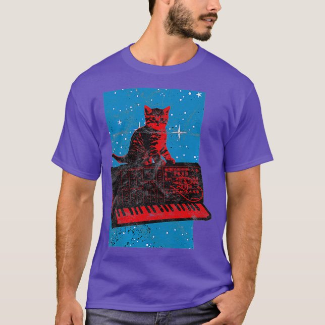 Camiseta Grelha de Nerd do Synthesizer Analógico do Cat Vin (Frente)