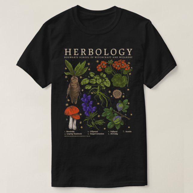 Camiseta Grelha de Referência Herbológica (Frente do Design)