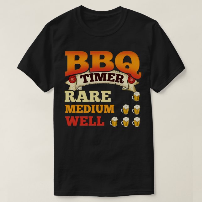 Camiseta Grelha do Bebendo da Cerveja do Timer do churrasco (Frente do Design)