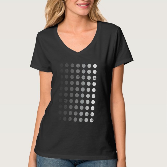 Camiseta Grelha Geométrica Sólida Transparente D no Círculo (Frente)