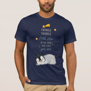 Camiseta Grelha, Grelha Pequena Estrela para Dormir Pinguim
