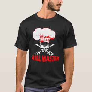 Camiseta Grelha Mestre Chef Crânio Assustador Cozinho Hallo