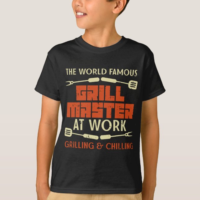 Camiseta Grelha Mestre No Trabalho A Arrefecer O Churrasco  (Frente)