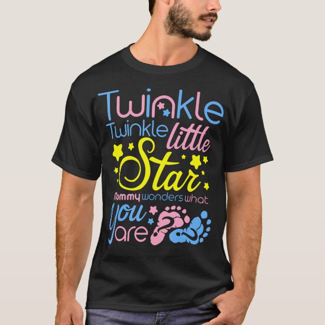 Camiseta Grelha Pequena Mamãe De Estrelas Se Pergunta O Que (Frente)
