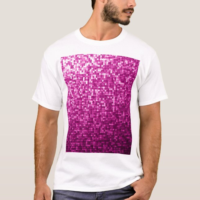 Camiseta Grelha-rosa, prata, sequências pretas (Frente)