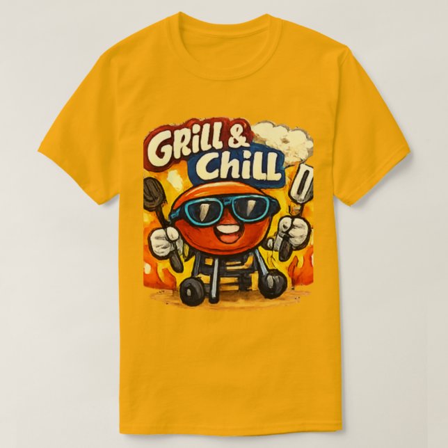 Camiseta Grelhar e Relaxar & Churrasco Divertido (Frente do Design)
