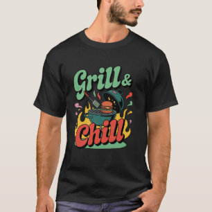 Camiseta Grelhar e Relaxar Design Divertido de Churrasco pa