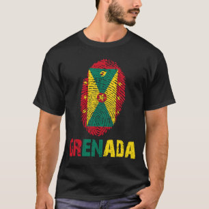 Camiseta Grenada Finger Impressão Flag I Love Grenada Viage