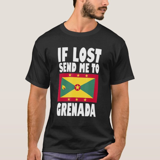 Camiseta Grenada Flag Design  If lost send me to Grenada (Frente)