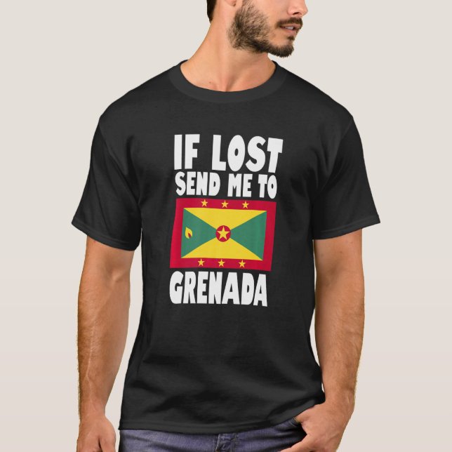 Camiseta Grenada Flag Design  If lost send me to Grenada Pr (Frente)