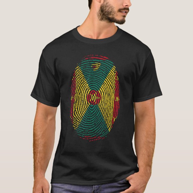 Camiseta Grenada Flag Dna Fingerprint Men Mulheres Crianças (Frente)