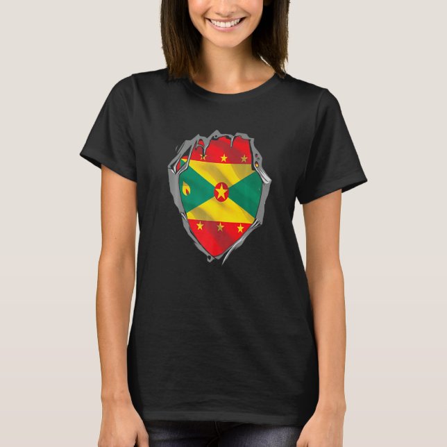 Camiseta Grenada Heart Cutout With Grenadian Flag On Grenad (Frente)