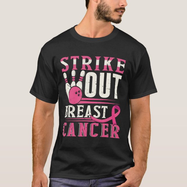 Camiseta Greve de Boliches de Sensibilização para o Cancer  (Frente)