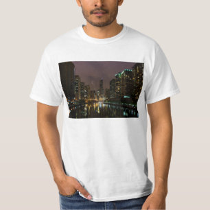 Camiseta Greve de Relâmpago sobre o rio Chicago