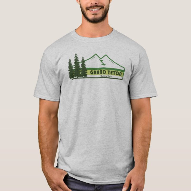 Camiseta Greve Verde do Parque Nacional de Grand Teton (Frente)