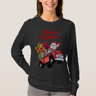 Camiseta Greyhound Com Papai Noel Em Cão Vermelho
