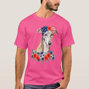 Camiseta Greyhound Dog Bandana American Bandeira 4 De Julho