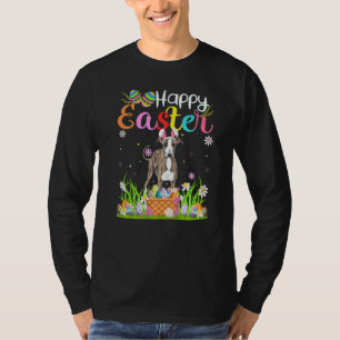 Camiseta Greyhound Dog Bunny Egg Caçando Greyhound Happy Ea