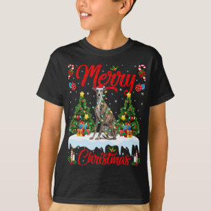 Camiseta Greyhound Dog Luz Xmas Papais noeis Greyhound Chr