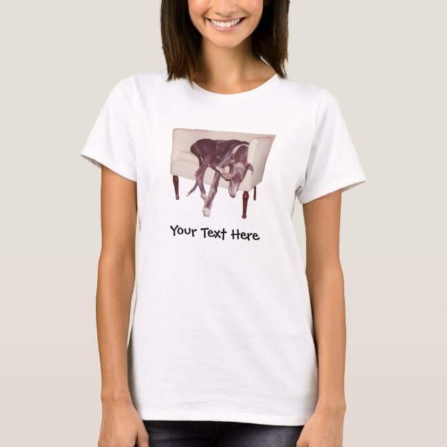 Camiseta Greyhound Dormindo Em Cadeira Cão Engraçado (Frente)