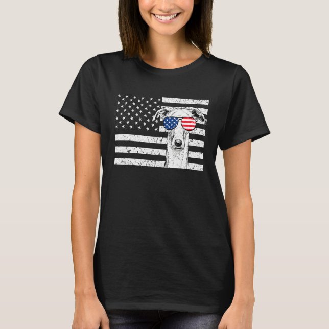 Camiseta Greyhound Iggy Dog 4th of July US American Flag Pa (Frente)