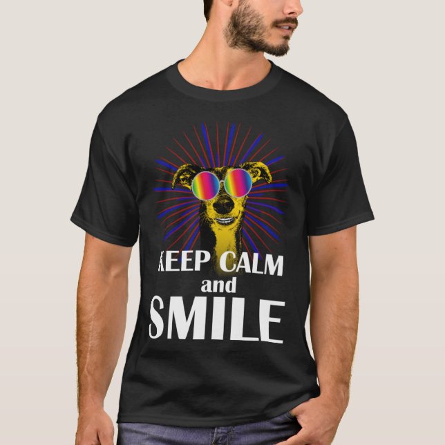 Camiseta Greyhound  Keep Calm & Smile  Galgo Greyhound Hipp (Frente)