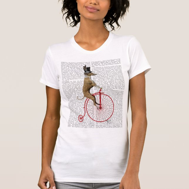 Camiseta Greyhound na bicicleta Red Penny Farthing (Frente)
