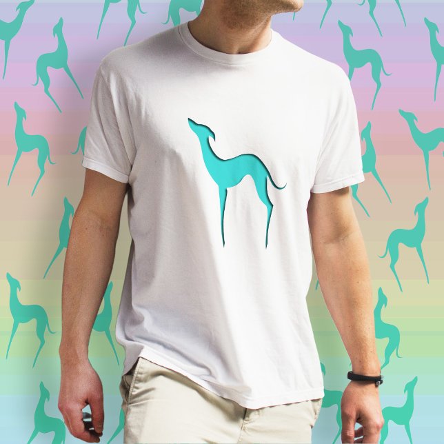 Camiseta Greyhound Whippet dog turquoise blue silhoule (Criador carregado)