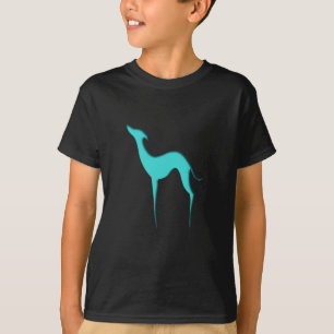Camiseta Greyhound Whippet dog turquoise blue silhoule