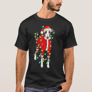 Camiseta Greyhound Xmas Lighting Santa Hat Greyhound Chris