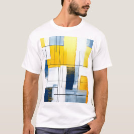 Camiseta Gridlight Composition — Urban Blocks in Gold & Blu