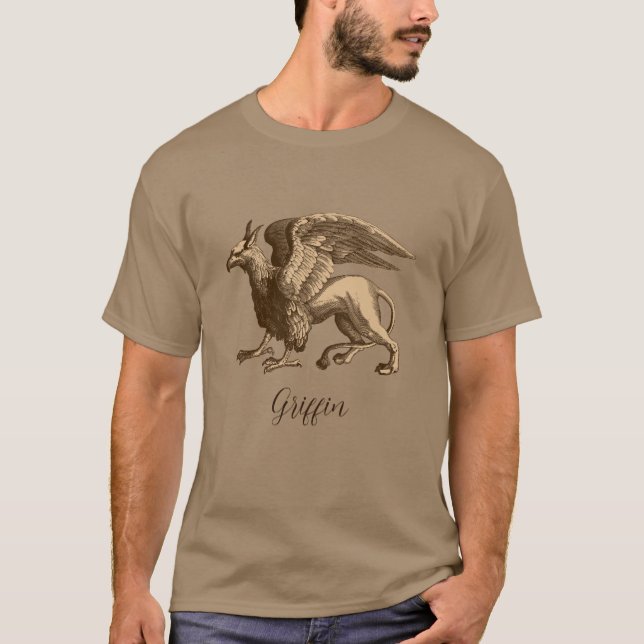 Camiseta Grifo Clássico Marrom e Bege - Fera Lendária (Frente)