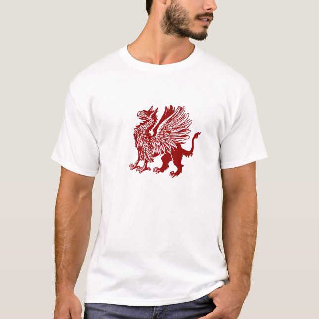 Camiseta Grifo vermelho - design medieval (Frente)