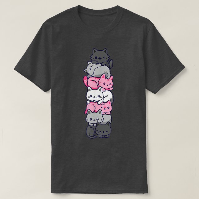 Camiseta Grigideira Demigirl Cat LGBT Demi Girl Flag Cute K (Frente do Design)