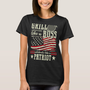 Camiseta Grill Like a Boss - Celebração Como um Patriot 4º