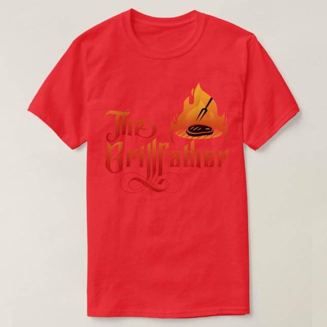 Camiseta Grill Padre Cozinhar Carne Comida (Frente do Design)