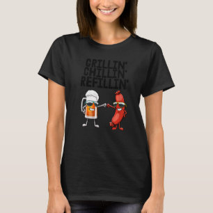 Camiseta Grillin Chillin Refillin Women Hot Dog & Beer Comi