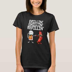 Camiseta Grillin Chillin Refillin Women Hot Dog & Beer Foo