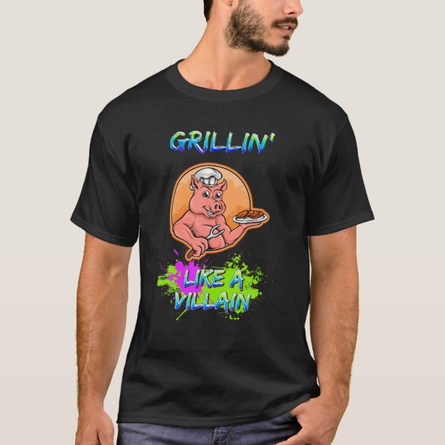 Camiseta Grillin Como Um Humo Sarcástico Churrasco De Cooko (Frente)