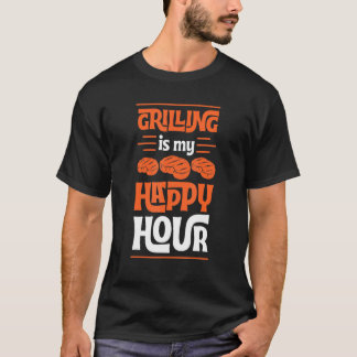 Camiseta Grilling Is My Happy Hour Grill Meat Cow Steak