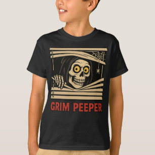 Camiseta Grim Peeper Funny Skeleton Halloween Pun Tee